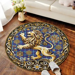 Scottish Kirkaldy Tartan Rug Scottish Lion Round Rugs