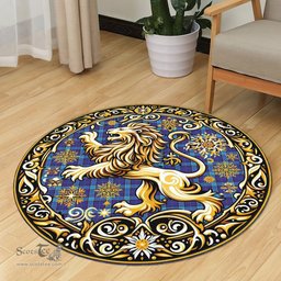 Scottish Kirkaldy Tartan Rug Scottish Lion Round Rugs