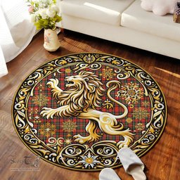 Scottish Stewart Of Appin Tartan Rug Scottish Lion Round Rugs
