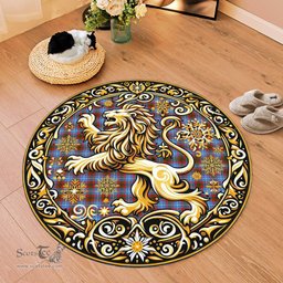 Scottish Pentland Tartan Rug Scottish Lion Round Rugs