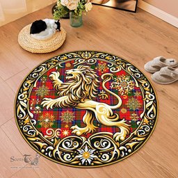 Scottish Nicolson Tartan Rug Scottish Lion Round Rugs