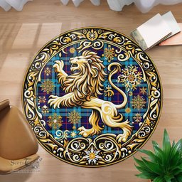Scottish Maccorquodale Tartan Rug Scottish Lion Round Rugs