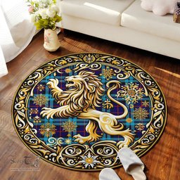 Scottish Maccorquodale Tartan Rug Scottish Lion Round Rugs