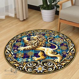 Scottish Maccorquodale Tartan Rug Scottish Lion Round Rugs