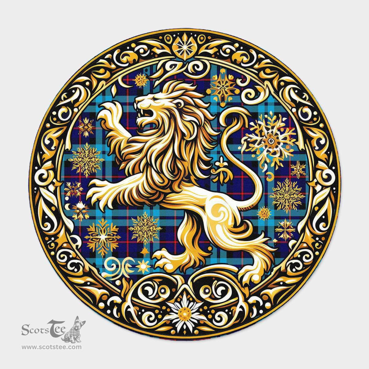 Scottish Maccorquodale Tartan Rug Scottish Lion Round Rugs