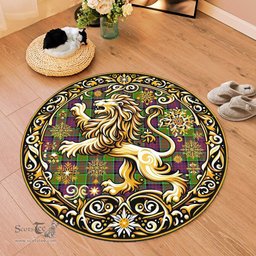 Scottish Macdonald Ranald Tartan Rug Scottish Lion Round Rugs