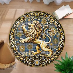 Scottish Napier Tartan Rug Scottish Lion Round Rugs