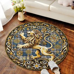 Scottish Napier Tartan Rug Scottish Lion Round Rugs