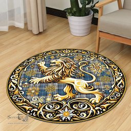 Scottish Napier Tartan Rug Scottish Lion Round Rugs