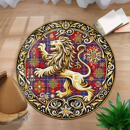 Scottish Wishart Tartan Rug Scottish Lion Round Rugs