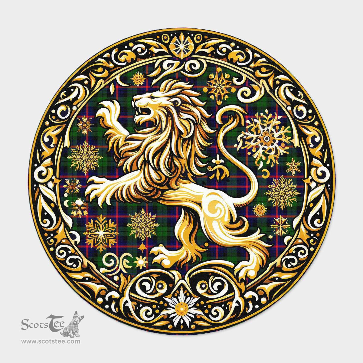 Scottish Urquhart Tartan Rug Scottish Lion Round Rugs