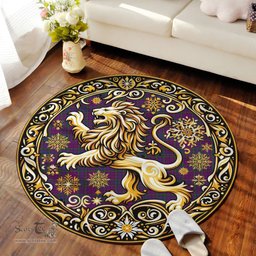Scottish Wardlaw Tartan Rug Scottish Lion Round Rugs