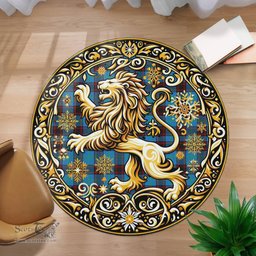 Scottish Wedderburn Tartan Rug Scottish Lion Round Rugs