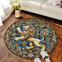Scottish Wedderburn Tartan Rug Scottish Lion Round Rugs