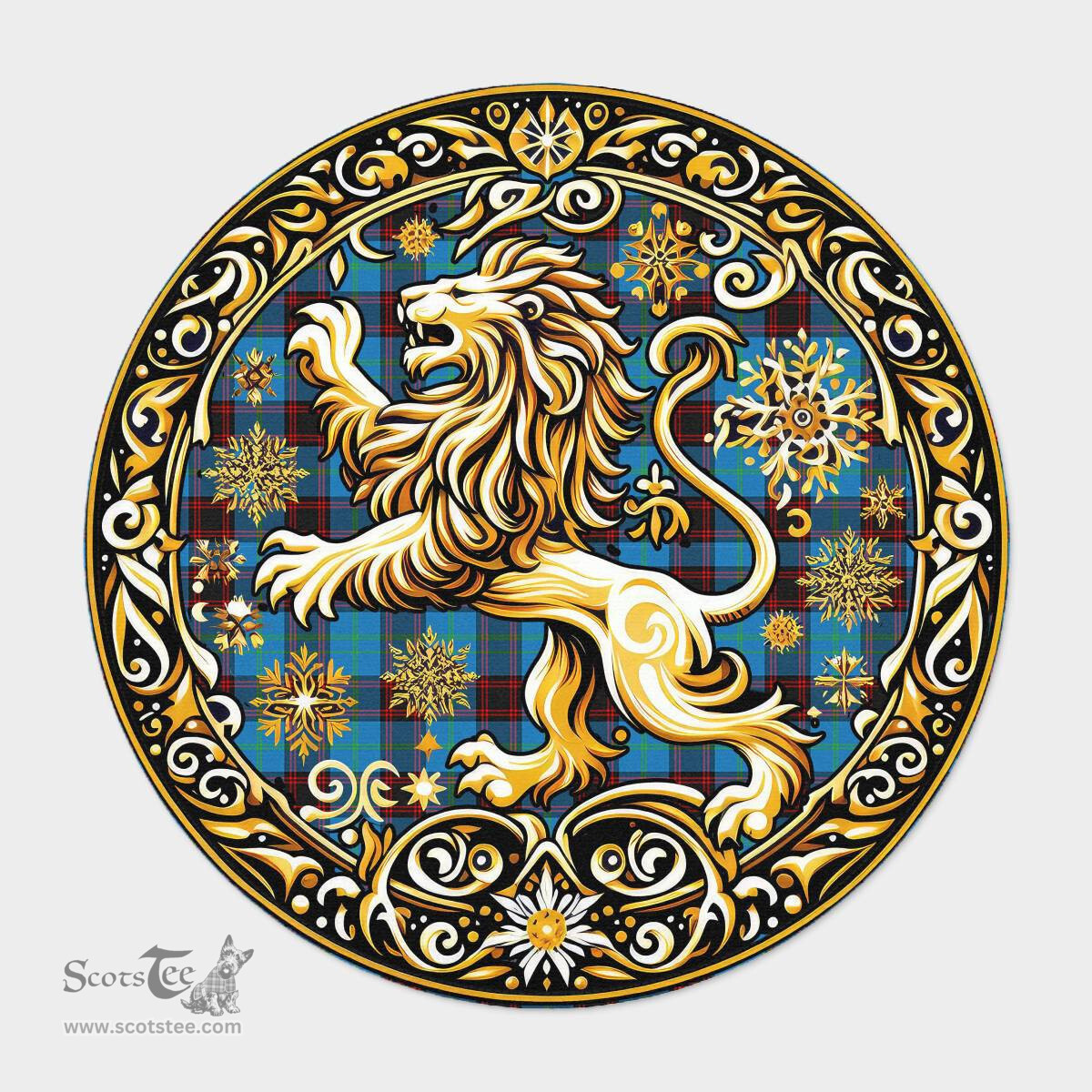Scottish Wedderburn Tartan Rug Scottish Lion Round Rugs