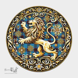 Scottish Wedderburn Tartan Rug Scottish Lion Round Rugs