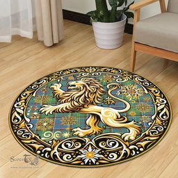 Scottish Whitelaw Tartan Rug Scottish Lion Round Rugs