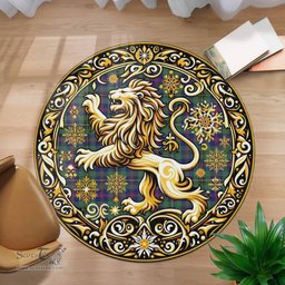 Scottish Wood Tartan Rug Scottish Lion Round Rugs