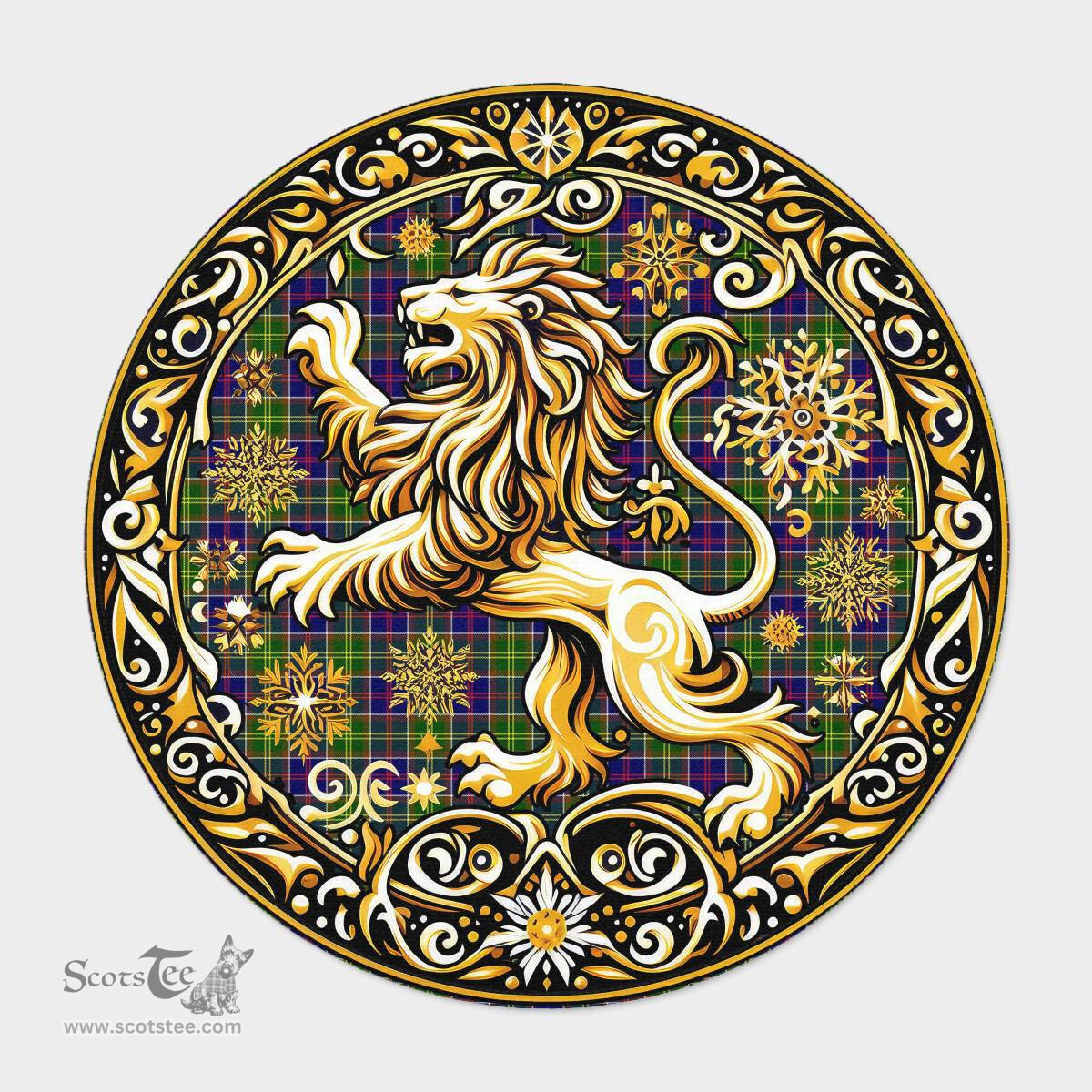 Scottish Whitefoord Tartan Rug Scottish Lion Round Rugs
