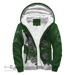 Irish Cornyn or O'Cornyn Family Crest Ireland Sherpa Hoodie Irish Shamrock and Sword