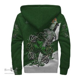 Irish Kent Family Crest Ireland Sherpa Hoodie Irish Shamrock and Sword