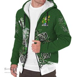 Irish Westenra Family Crest Ireland Sherpa Hoodie Irish Shamrock and Sword