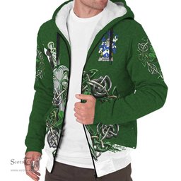 Irish Sheilds Family Crest Ireland Sherpa Hoodie Irish Shamrock and Sword