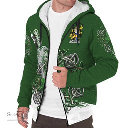Irish Wright Family Crest Ireland Sherpa Hoodie Irish Shamrock and Sword