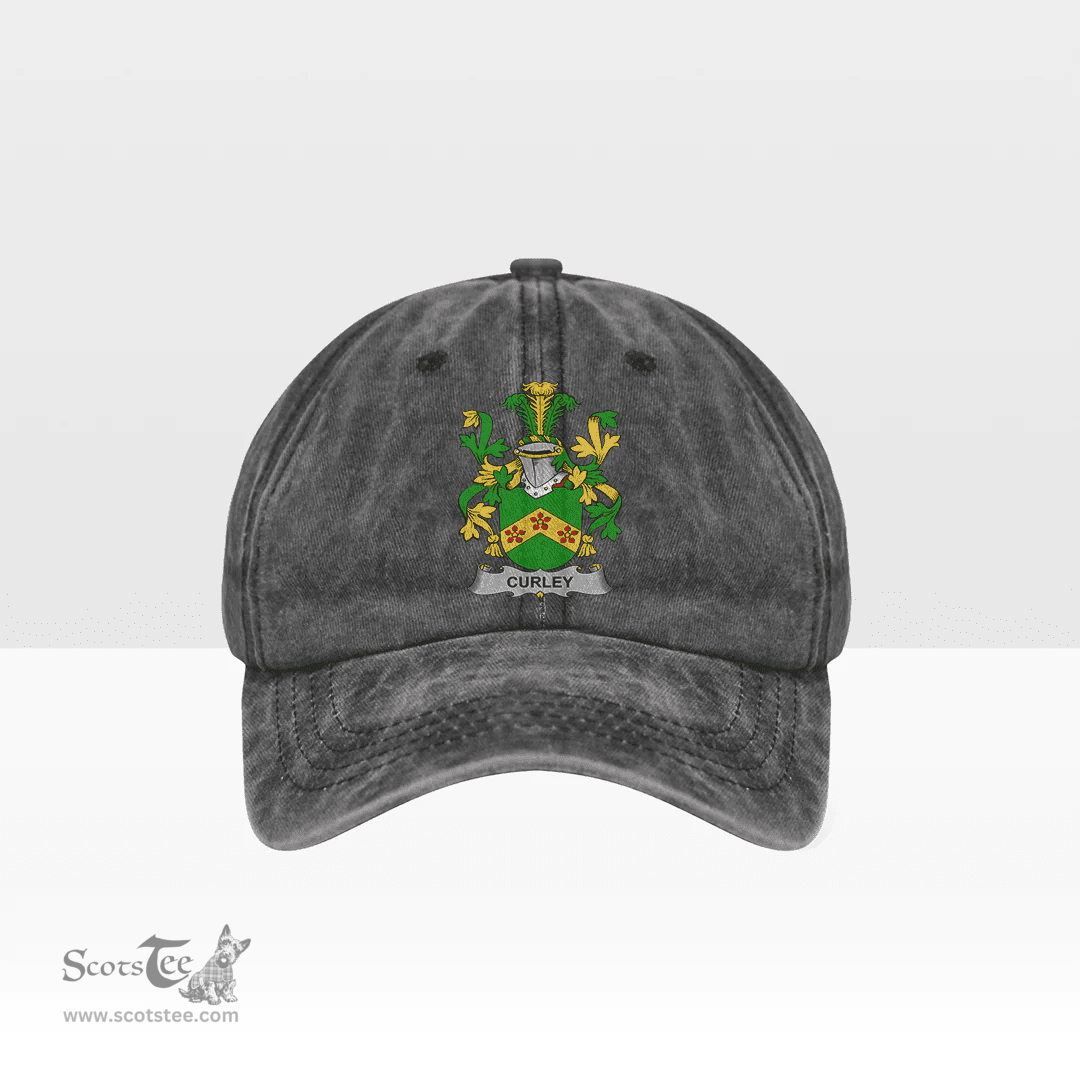 Irish Curley or McTurley Coat of Arms Family Crest Ireland Denim Cap