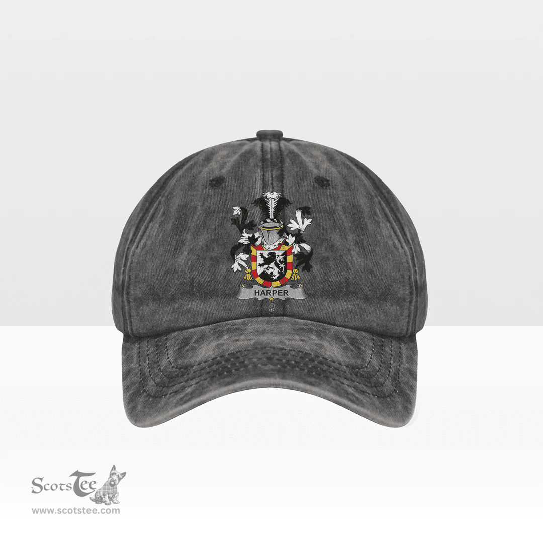 Irish Harper Coat of Arms Family Crest Ireland Denim Cap