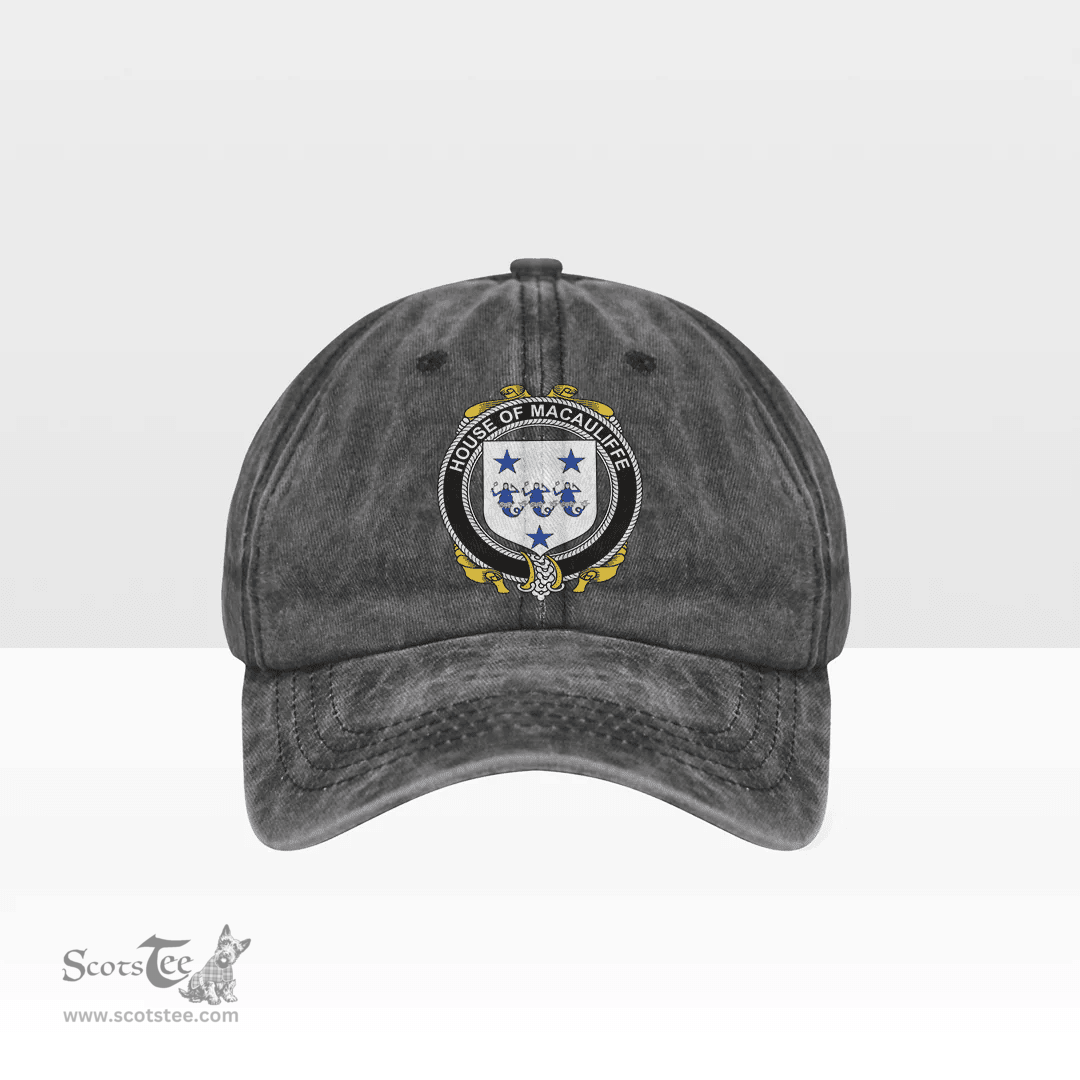 Irish House of MACAULIFFE Coat of Arms Family Crest Ireland Denim Cap