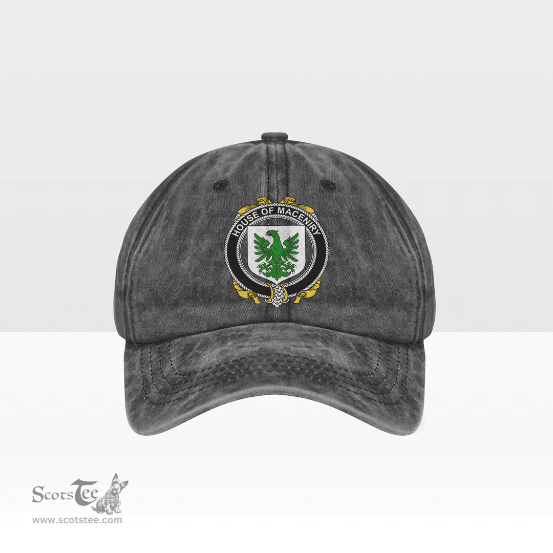 Irish House of MACENIRY Coat of Arms Family Crest Ireland Denim Cap