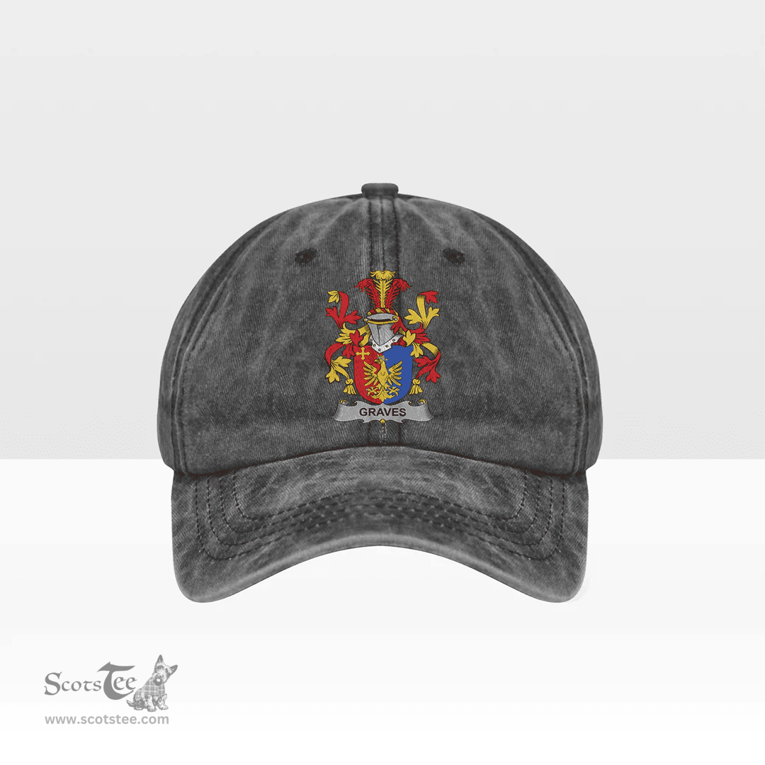 Irish Graves or Greaves Coat of Arms Family Crest Ireland Denim Cap