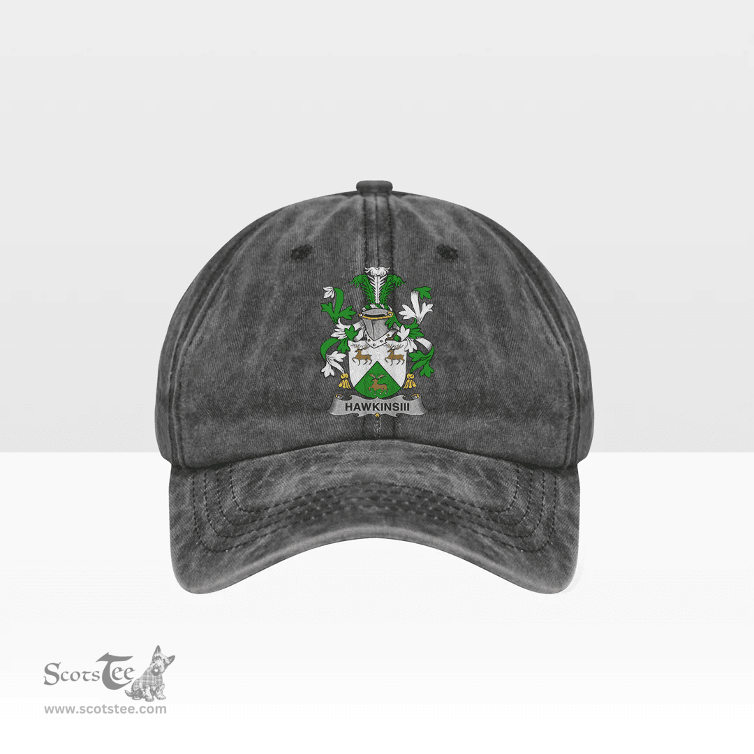 Irish HawkinsIII Coat of Arms Family Crest Ireland Denim Cap