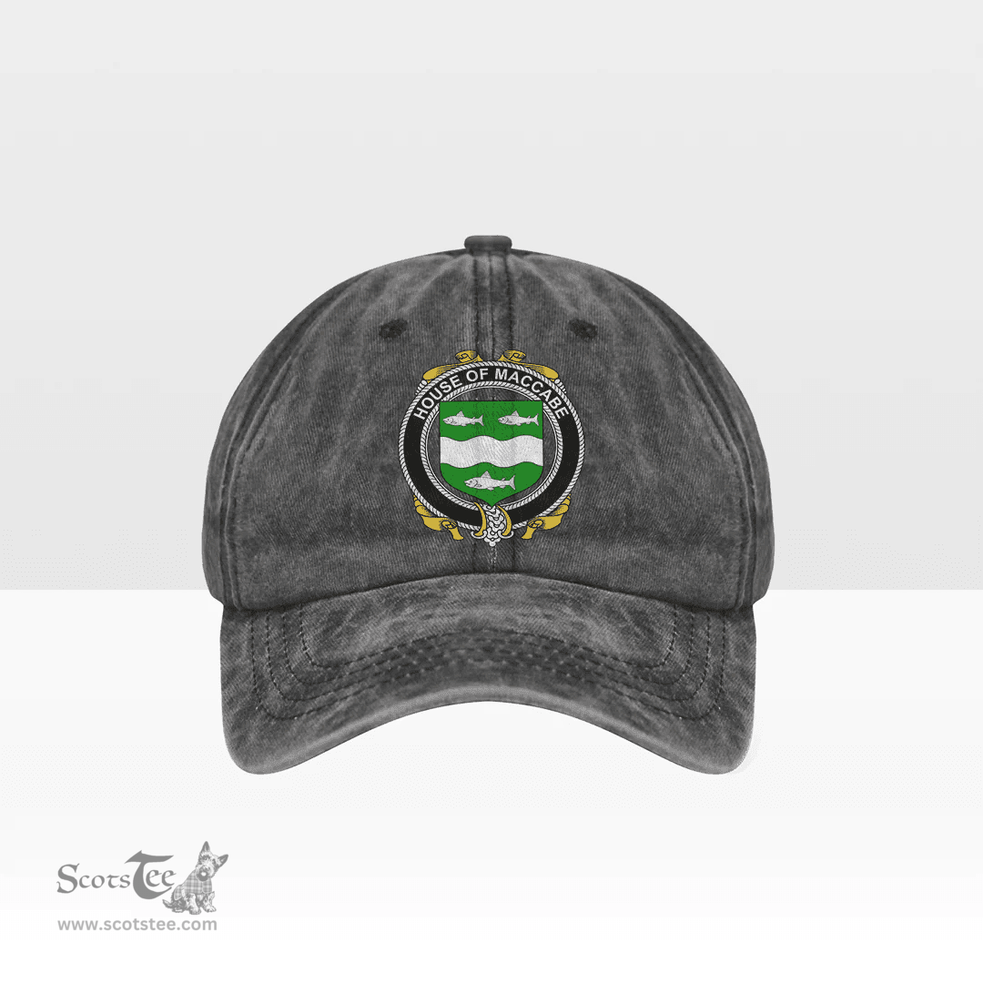 Irish House of MACCABE Coat of Arms Family Crest Ireland Denim Cap
