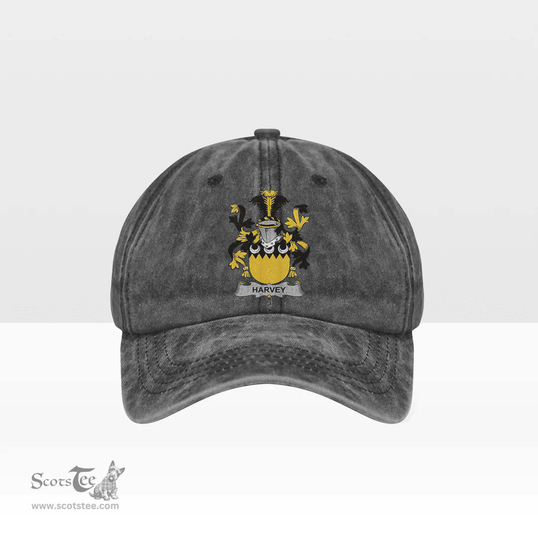 Irish Harvey or Hervey Coat of Arms Family Crest Ireland Denim Cap