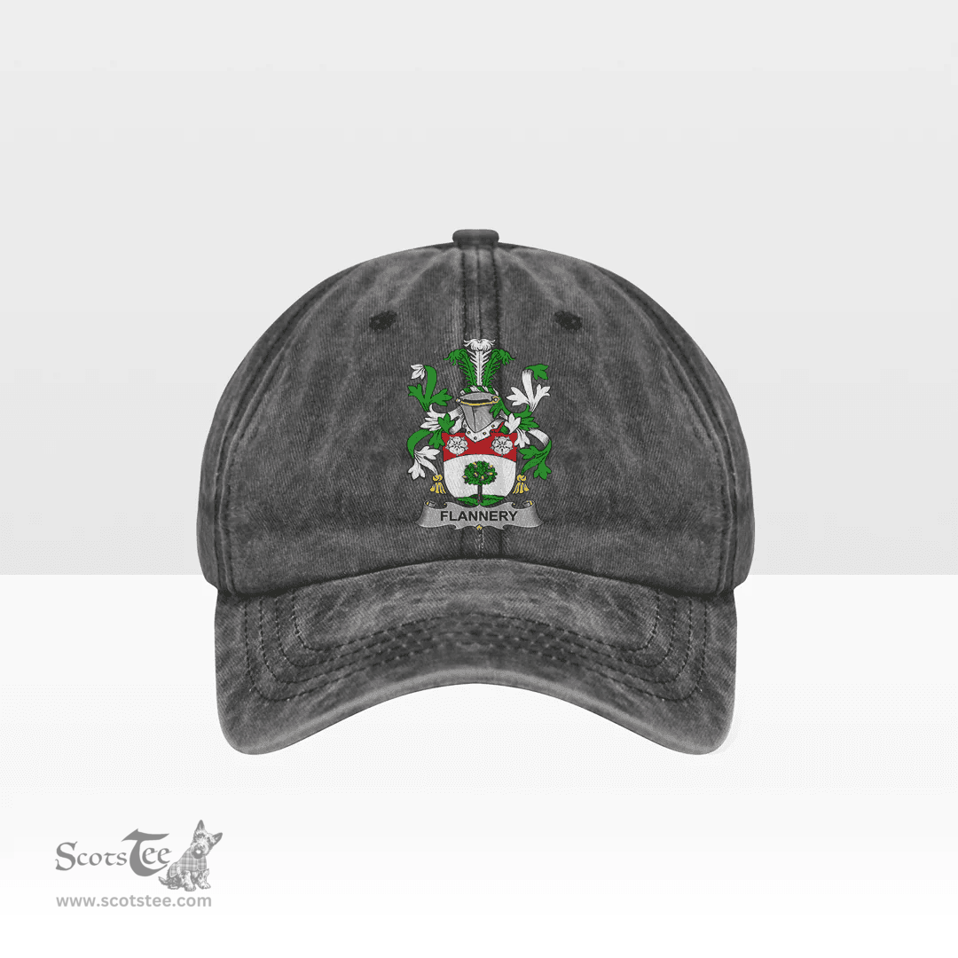 Irish Flannery or O Flannery Coat of Arms Family Crest Ireland Denim Cap