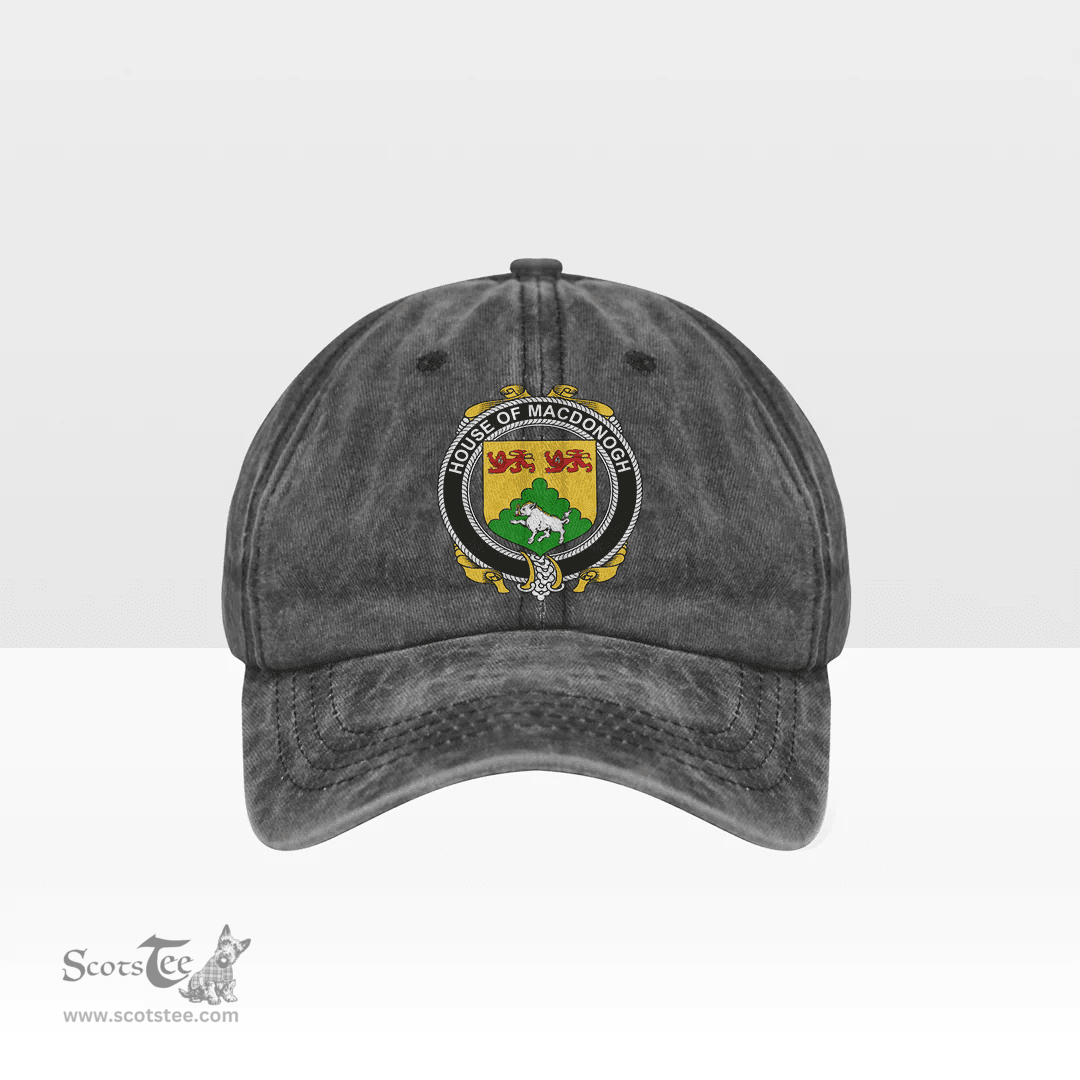 Irish House of MACDONOGH (Connacht) Coat of Arms Family Crest Ireland Denim Cap