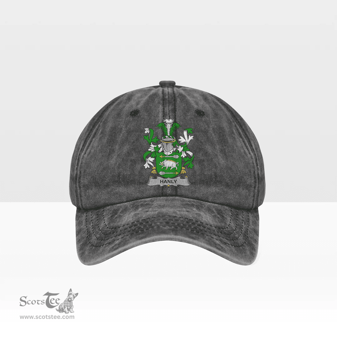 Irish Hanly or O Hanley Coat of Arms Family Crest Ireland Denim Cap