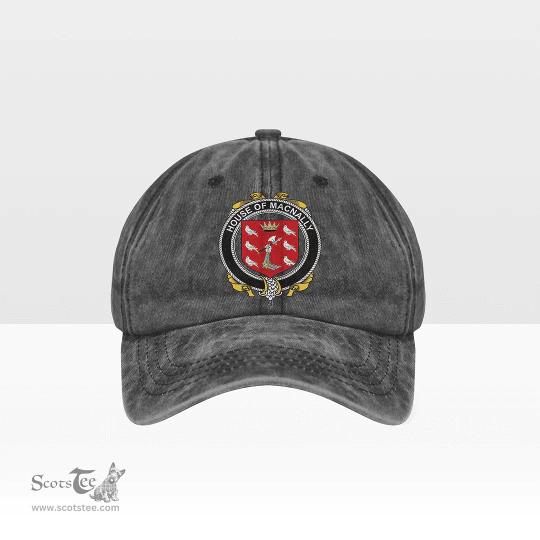Irish House of MACNALLY Coat of Arms Family Crest Ireland Denim Cap