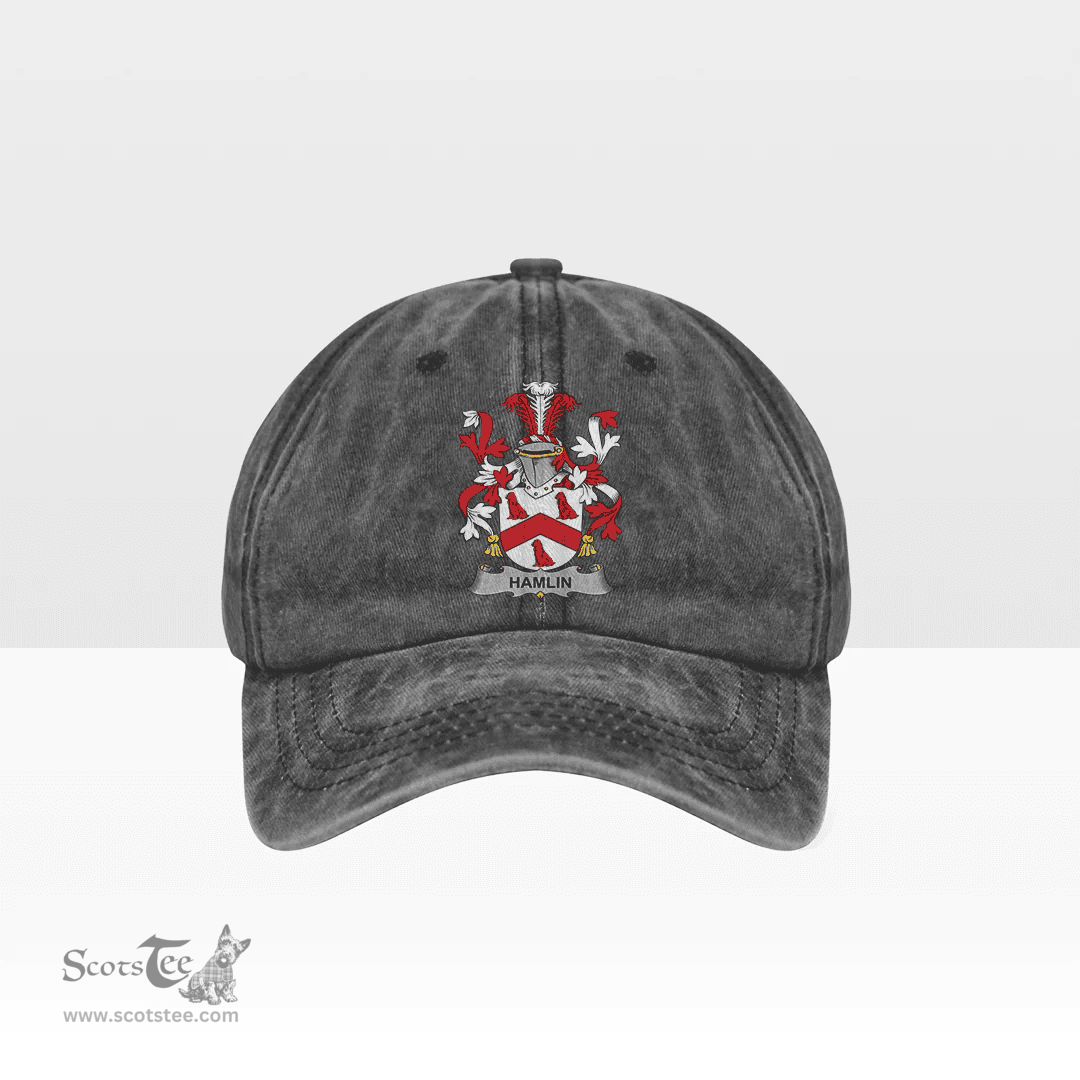 Irish Hamlin or O Hamlin Coat of Arms Family Crest Ireland Denim Cap