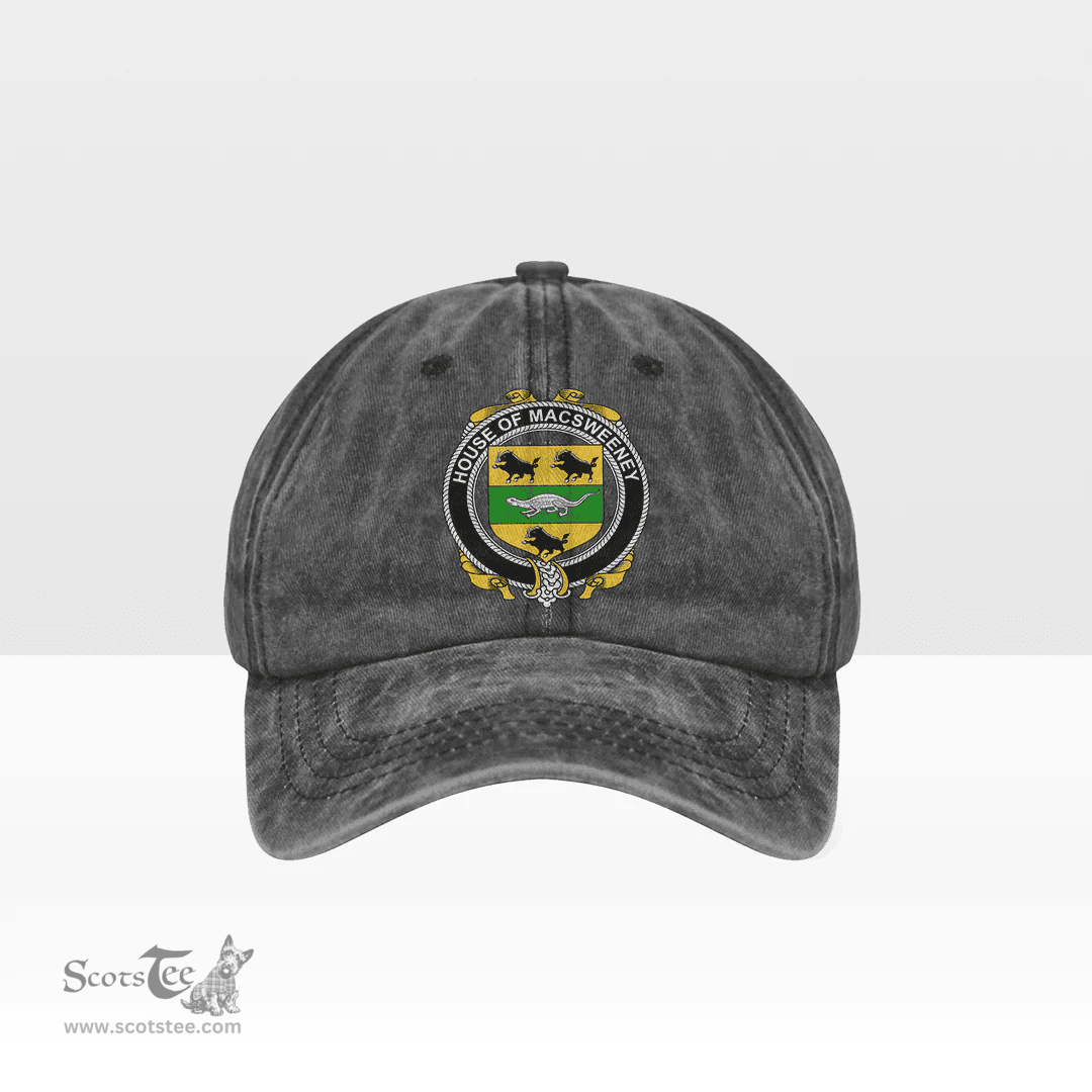 Irish House of MACSWEENEY Coat of Arms Family Crest Ireland Denim Cap