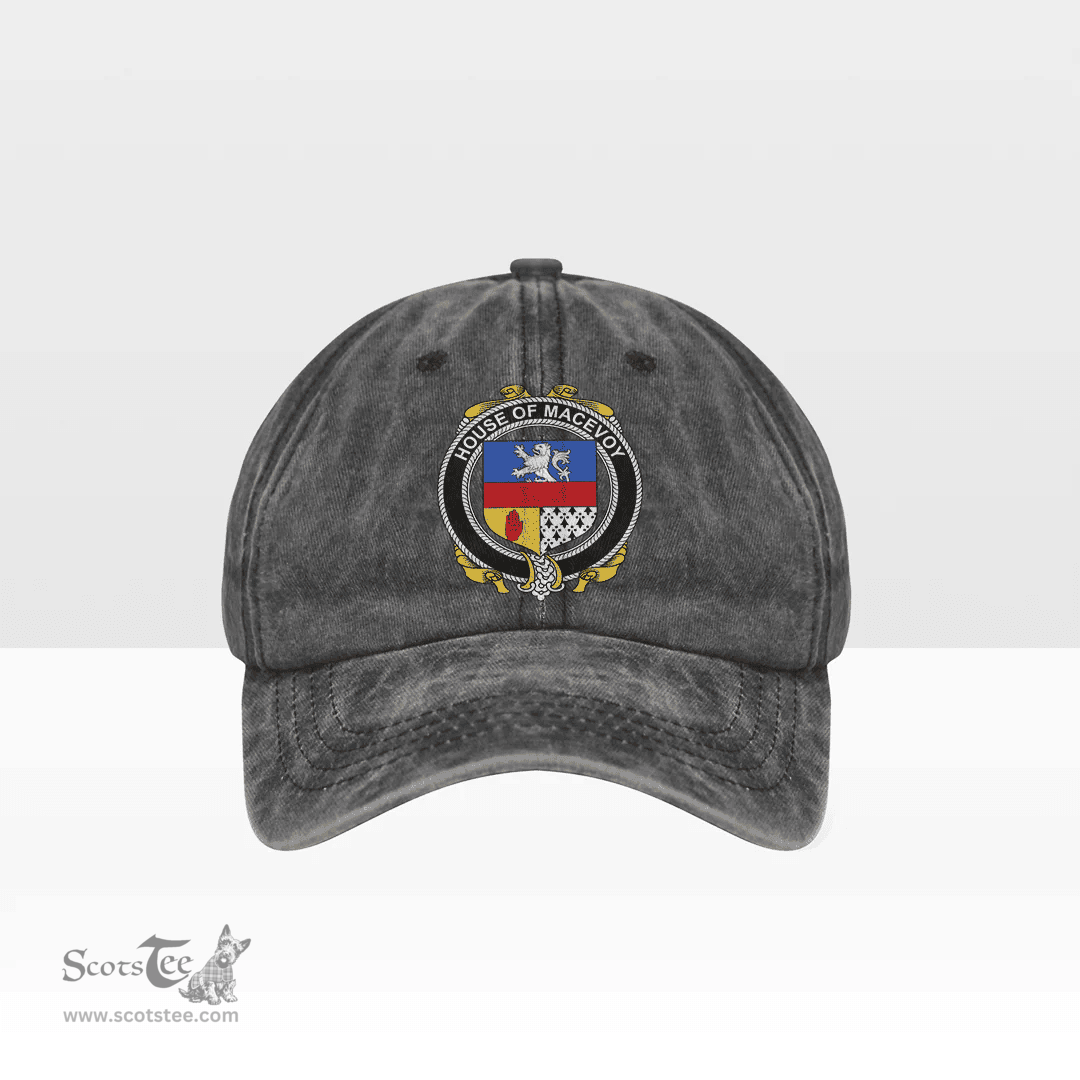 Irish House of MACEVOY Coat of Arms Family Crest Ireland Denim Cap