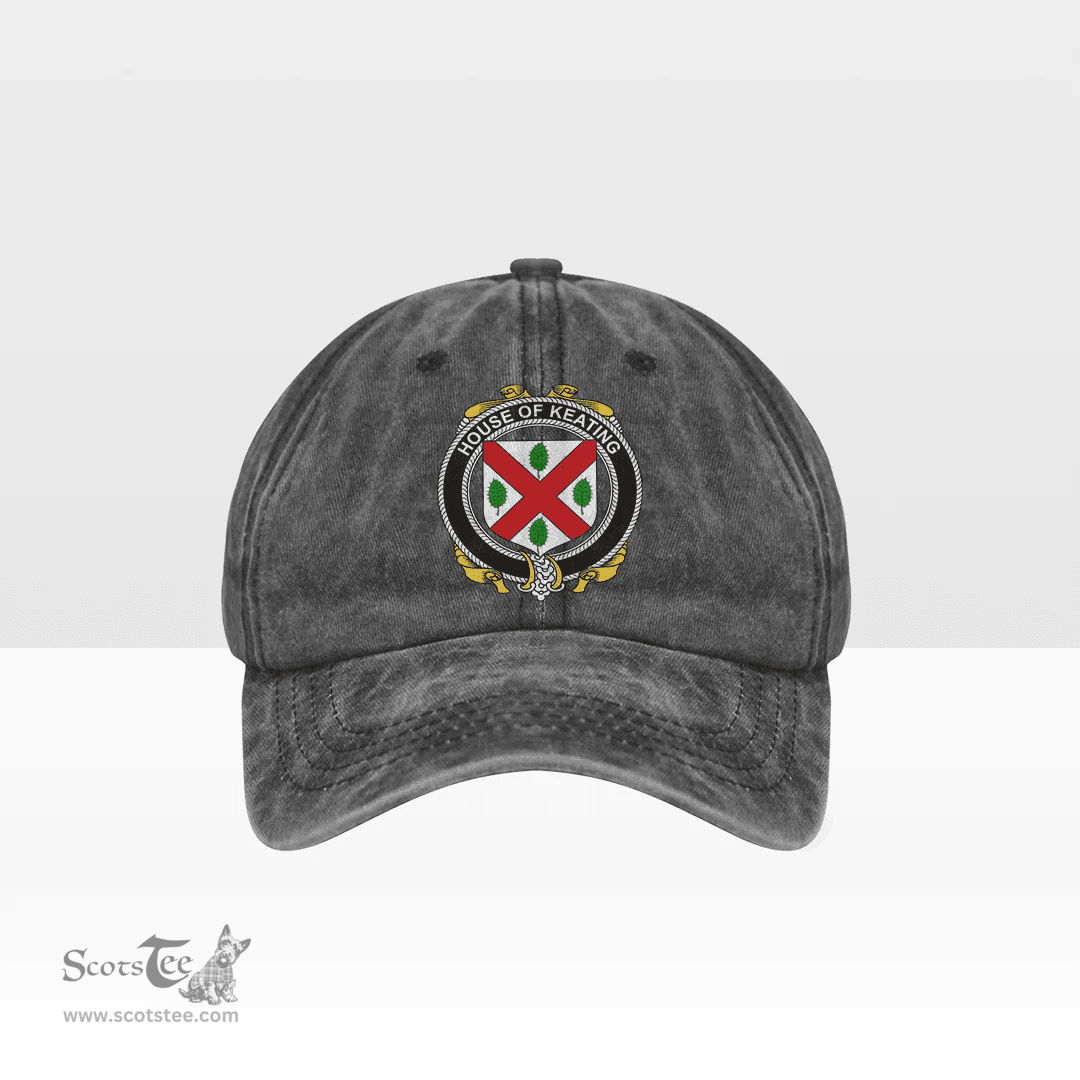 Irish House of KEATING Coat of Arms Family Crest Ireland Denim Cap