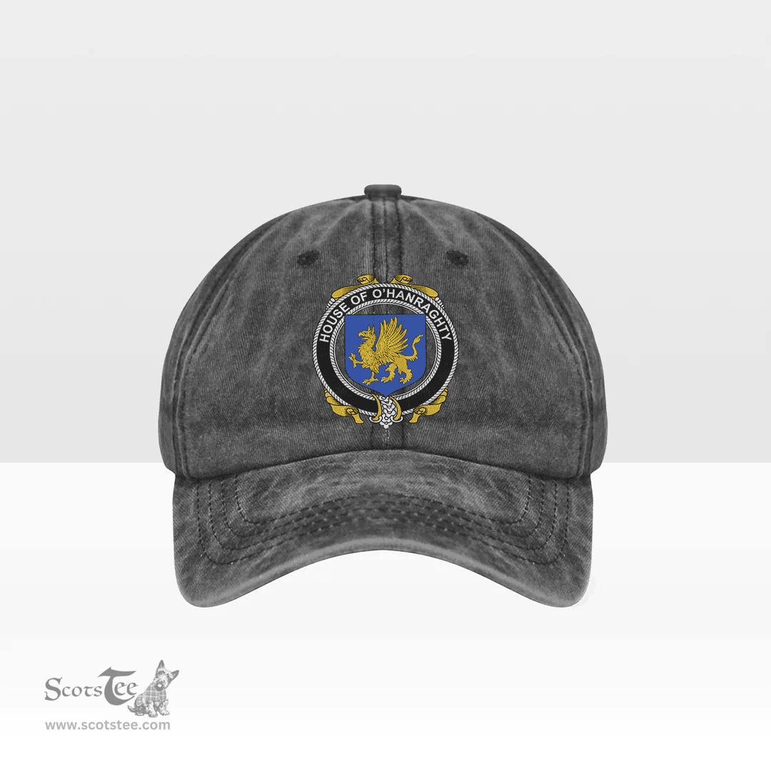 Irish House of O HANRAGHTY Coat of Arms Family Crest Ireland Denim Cap