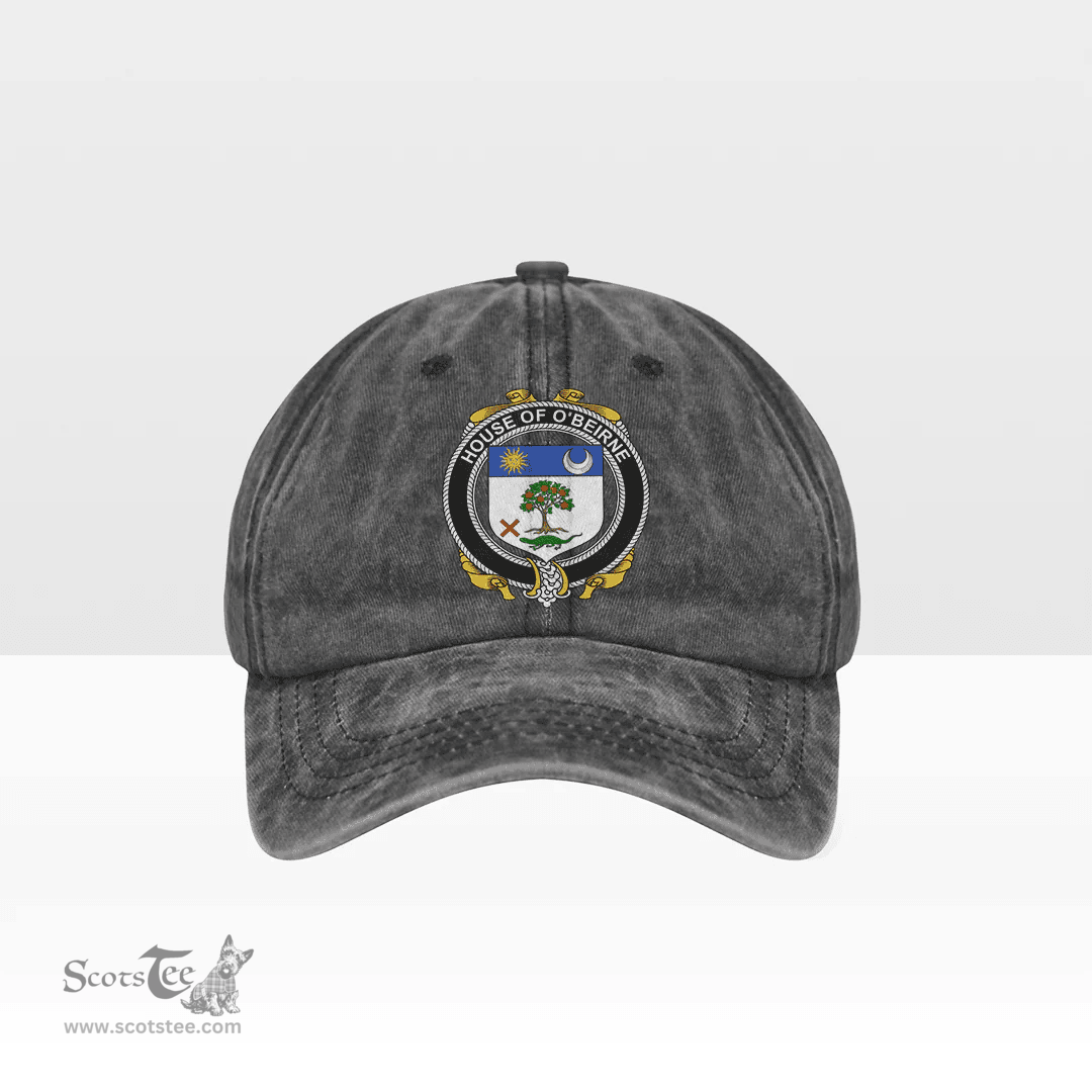 Irish House of O BEIRNE Coat of Arms Family Crest Ireland Denim Cap
