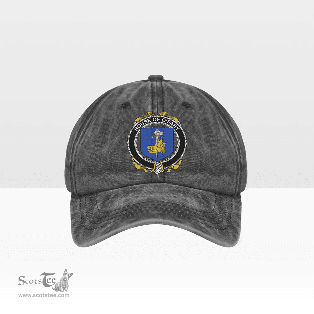 Irish House of O FAHY Coat of Arms Family Crest Ireland Denim Cap