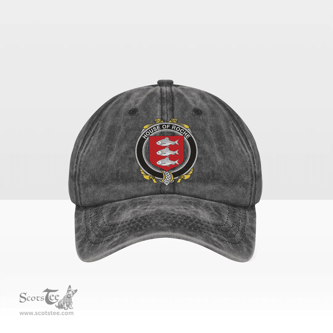 Irish House of ROCHE Coat of Arms Family Crest Ireland Denim Cap