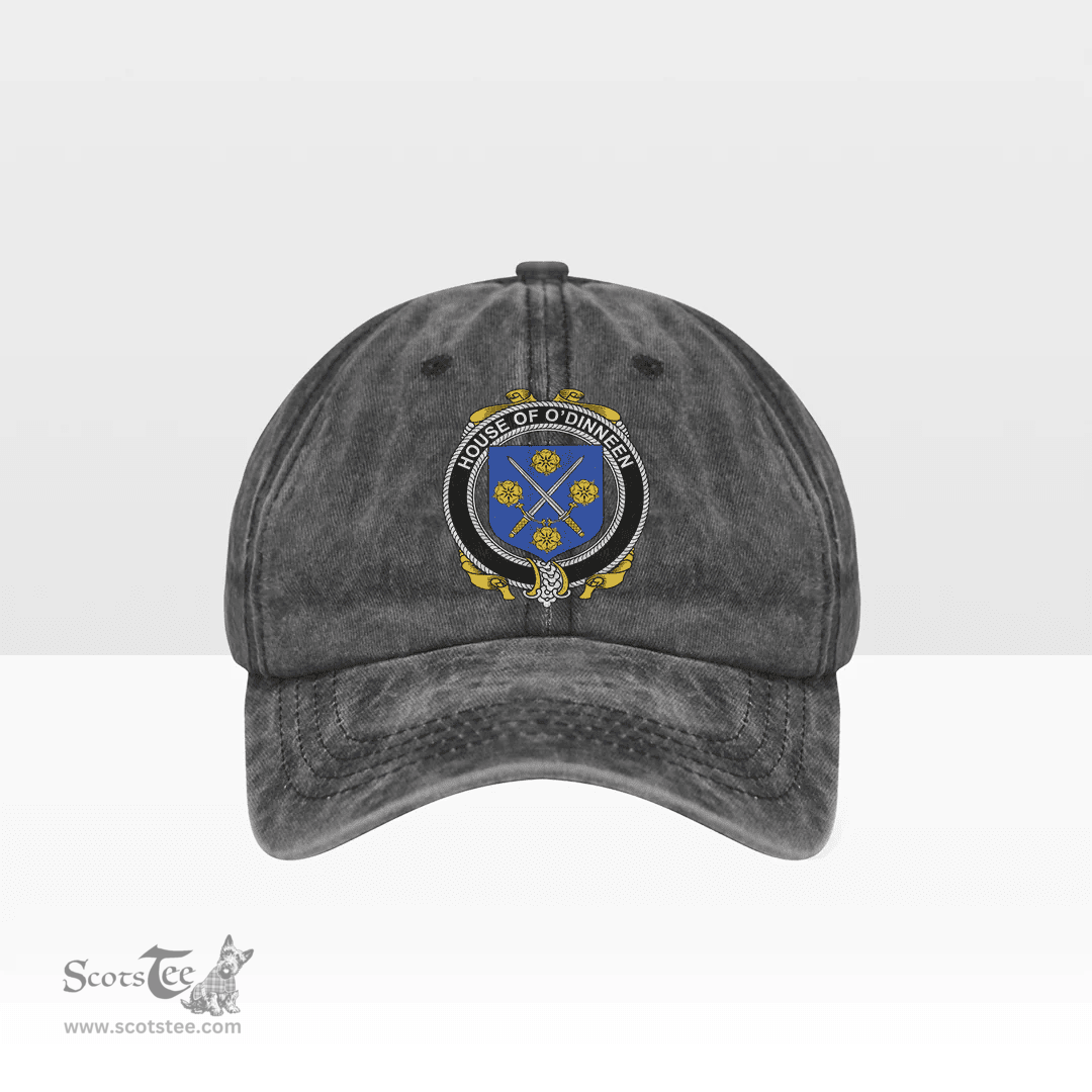 Irish House of O DINNEEN Coat of Arms Family Crest Ireland Denim Cap