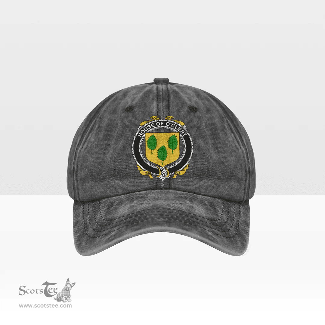 Irish House of O CLERY Coat of Arms Family Crest Ireland Denim Cap